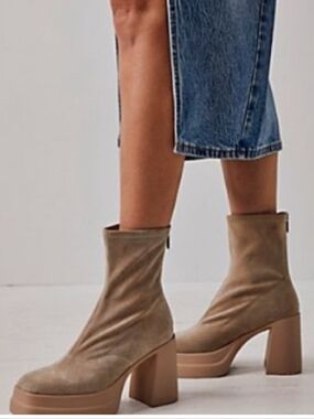 Free People Tan Platform Ankle Boots